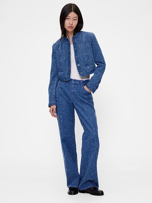 jeans larghi in tweed di denim a vita bassa gapstudio