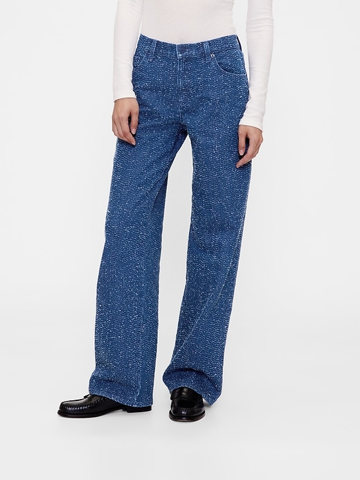 jeans larghi in tweed di denim a vita bassa gapstudio