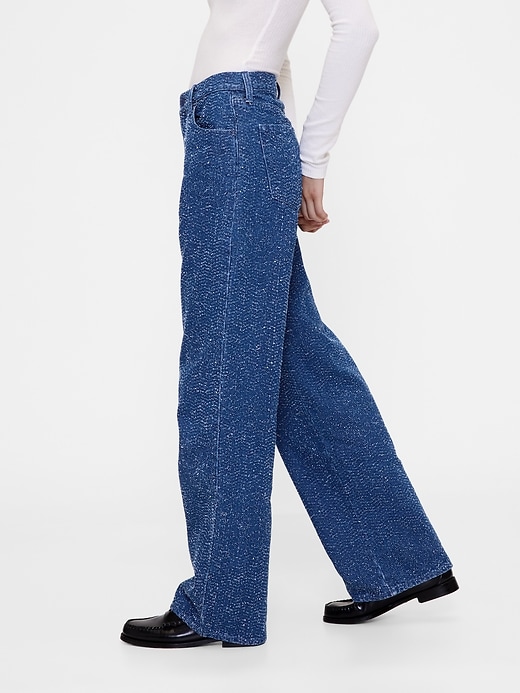 jeans larghi in tweed di denim a vita bassa gapstudio