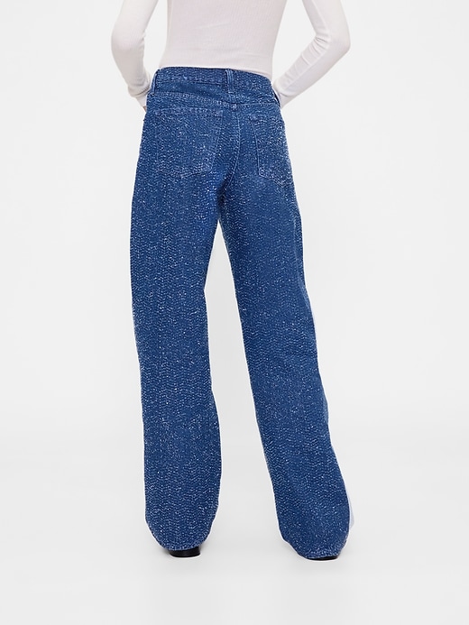 jeans larghi in tweed di denim a vita bassa gapstudio