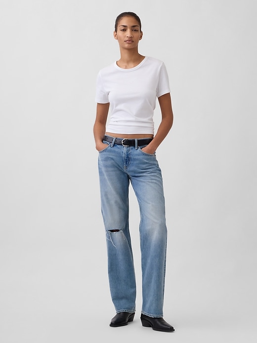 jeans dritti rilassati e rigidi a vita media