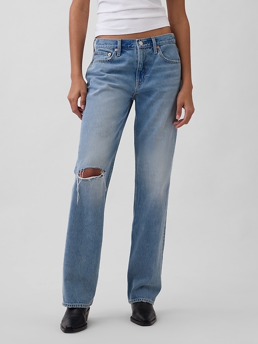 jeans dritti rilassati e rigidi a vita media