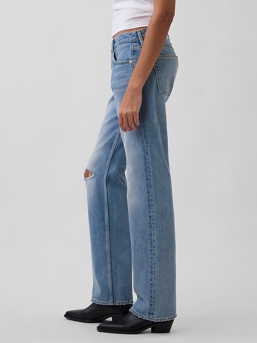 jeans dritti rilassati e rigidi a vita media