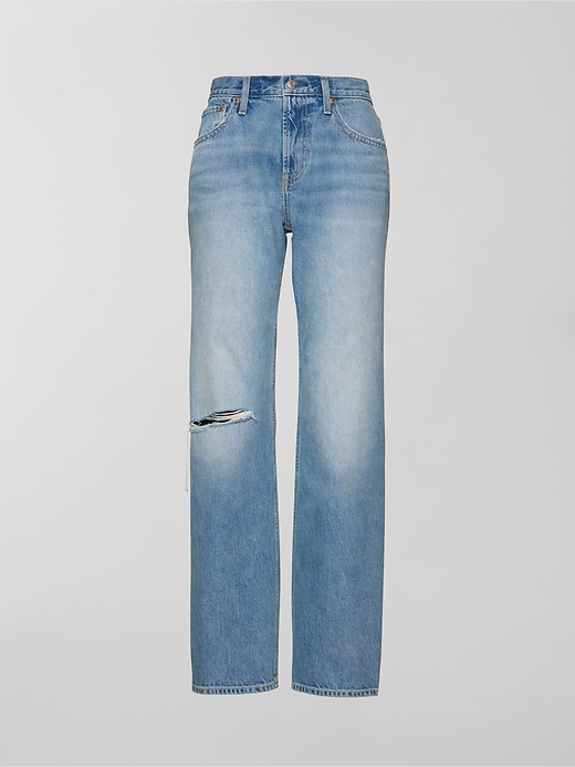 jeans dritti rilassati e rigidi a vita media