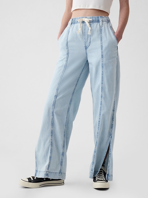 pantaloni a gamba larga in denim