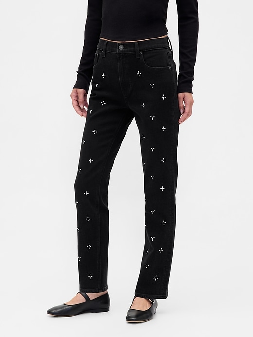 jeans dritti slim a vita alta anni 90