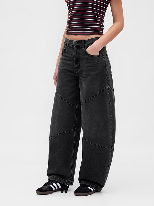 jeans a ferro di cavallo con cuciture a vita alta di stranger things