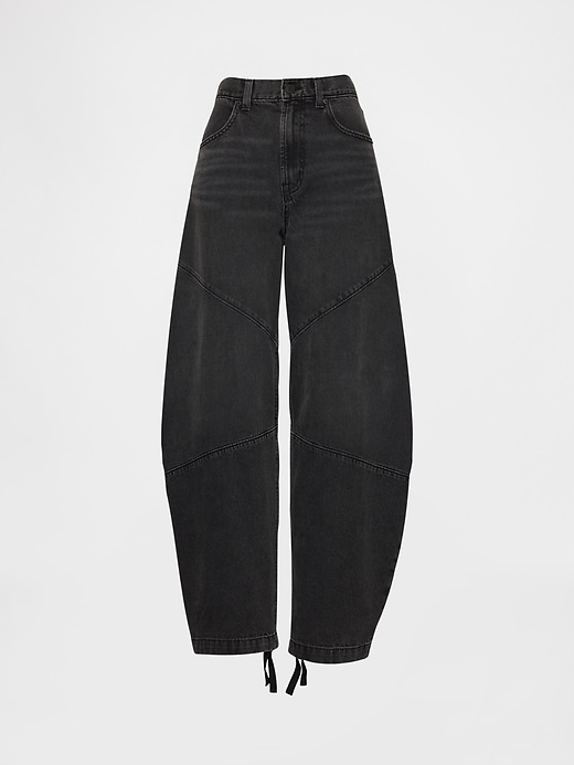 jeans a ferro di cavallo con cuciture a vita alta di stranger things