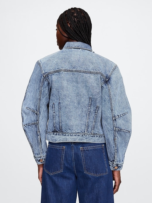 giacca in denim con maniche a botte