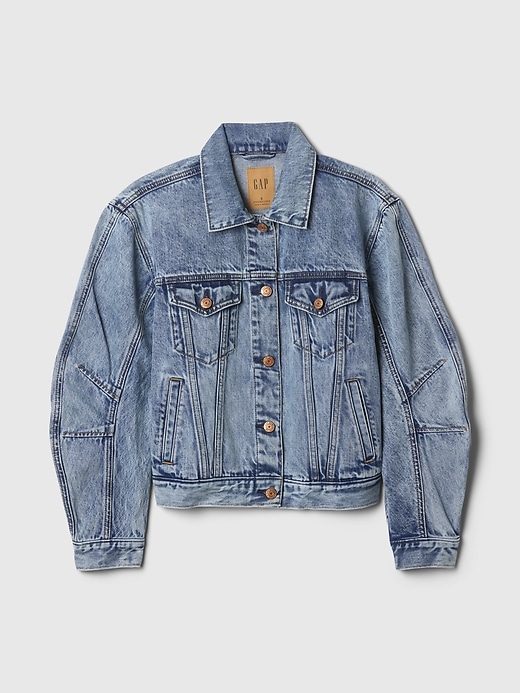giacca in denim con maniche a botte