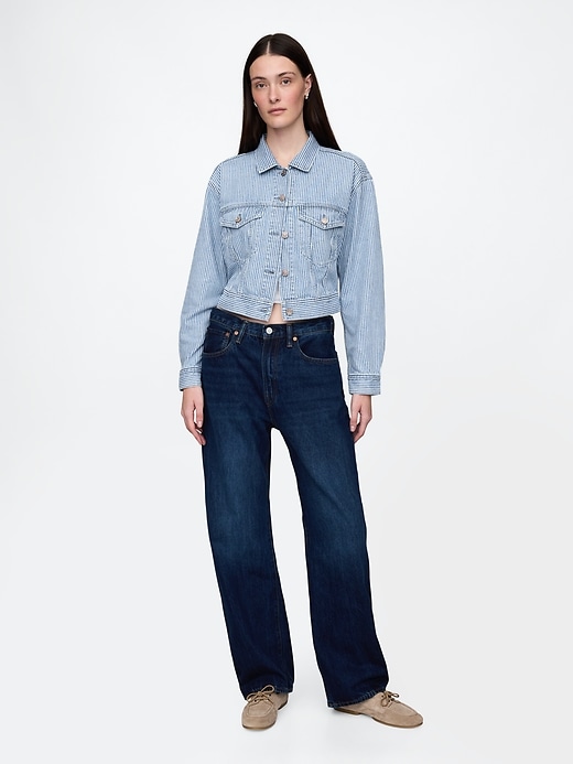 giacca corta con icona a righe in denim ultrasoft