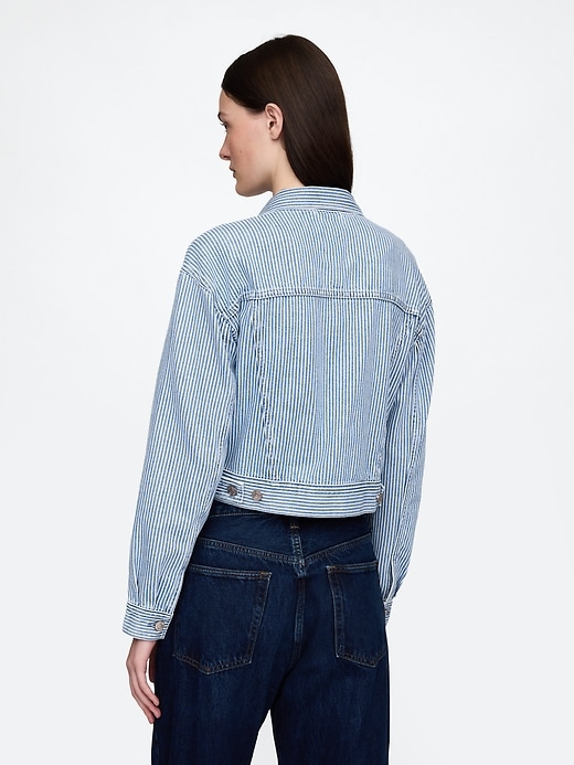 giacca corta con icona a righe in denim ultrasoft