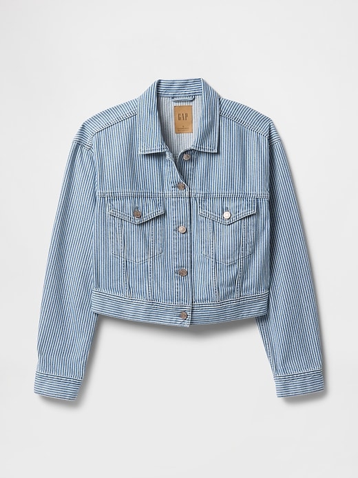 giacca corta con icona a righe in denim ultrasoft