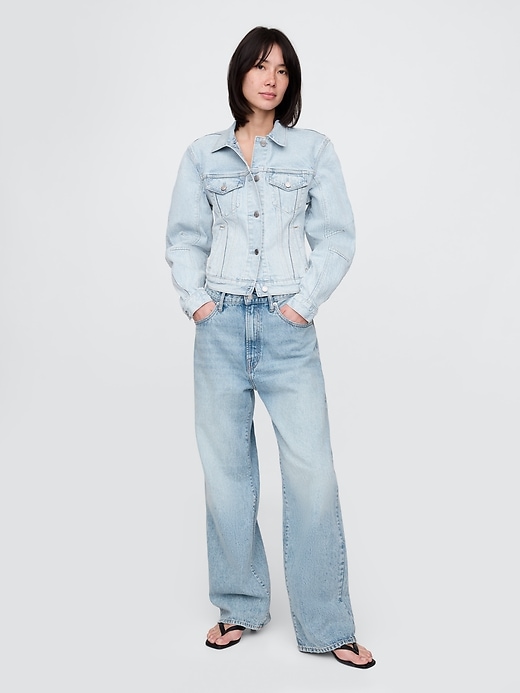 giacca in denim con maniche a botte