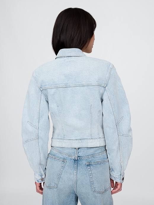 giacca in denim con maniche a botte