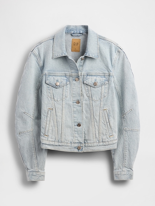 giacca in denim con maniche a botte