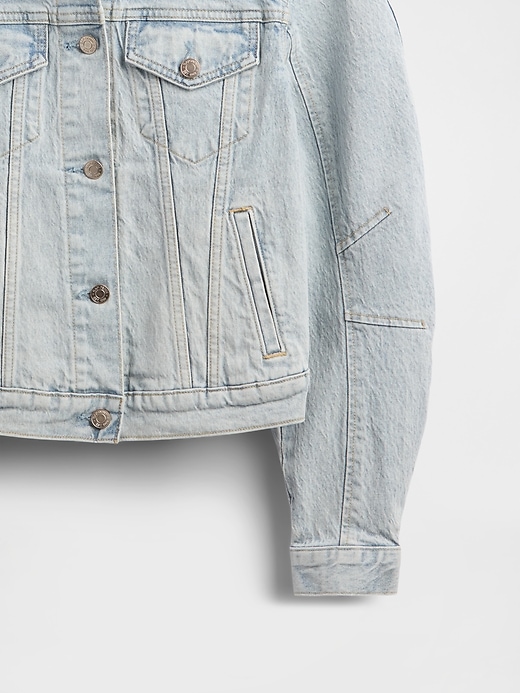 giacca in denim con maniche a botte