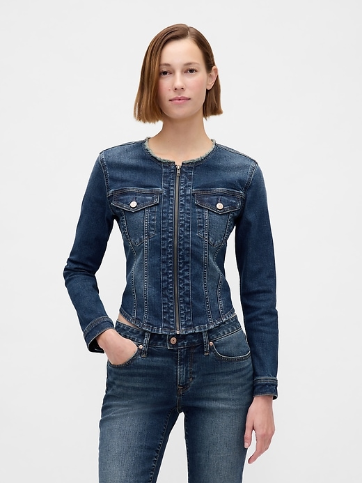 giacca da motociclista in denim