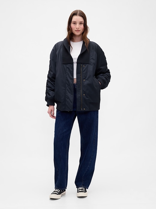 giubbotto bomber oversize con finiture in maglia