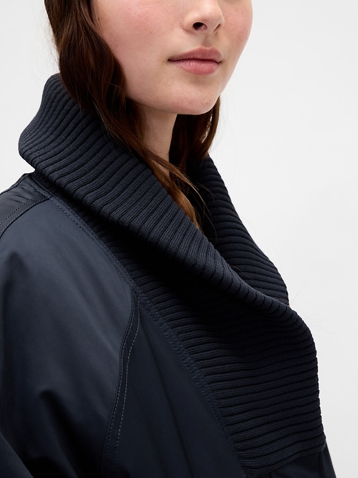giubbotto bomber oversize con finiture in maglia