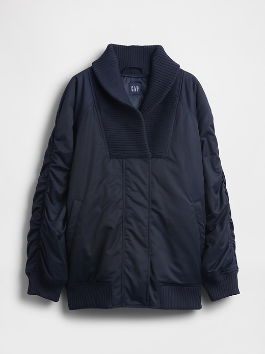 giubbotto bomber oversize con finiture in maglia