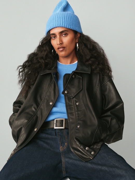 giacca in pelle vegana oversize