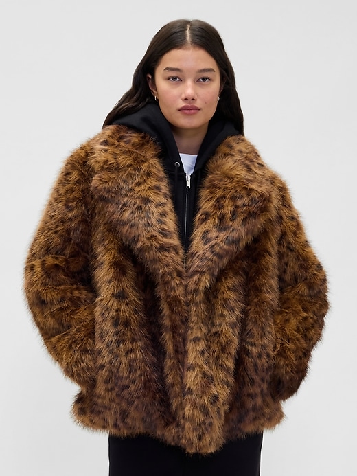 cappotto in pelliccia sintetica leopardata