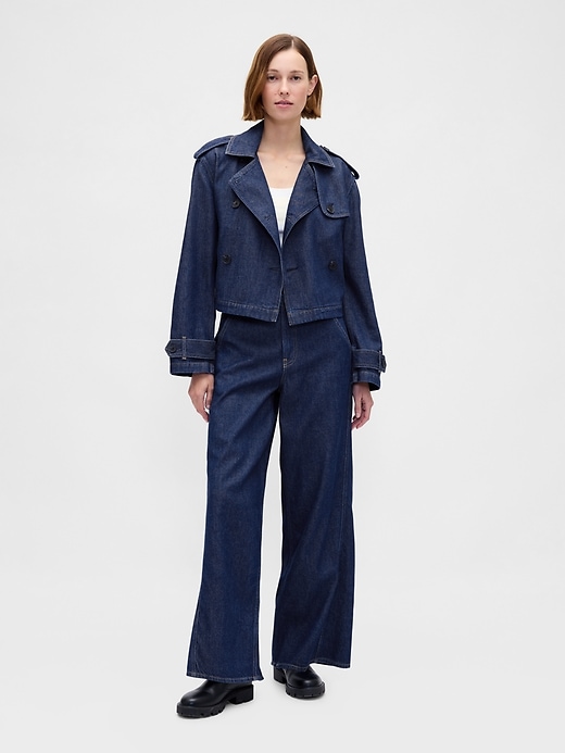 giacca trench corta in denim ultrasoft