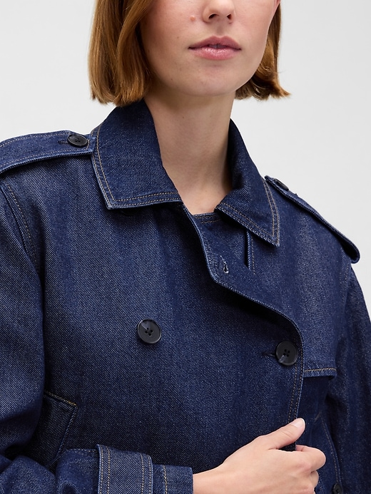 giacca trench corta in denim ultrasoft