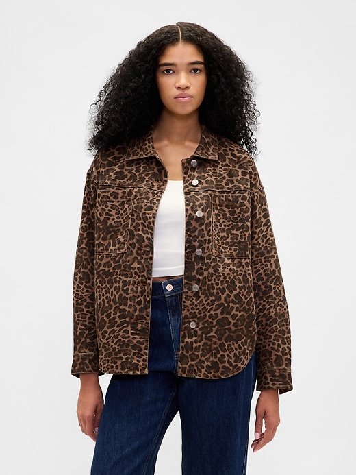 giacca in denim leopardato ultrasoft
