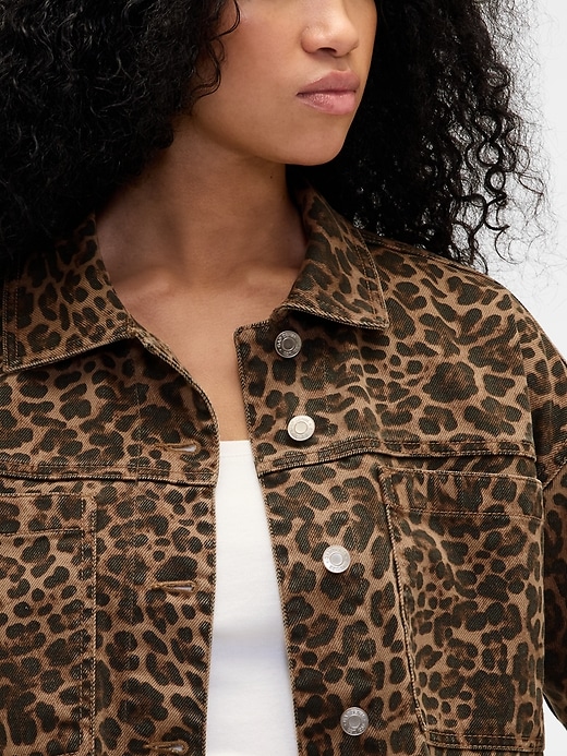 giacca in denim leopardato ultrasoft