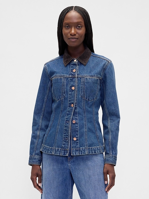 giacca lunga in denim aderente