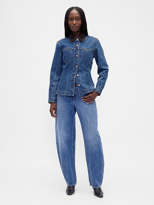 giacca lunga in denim aderente
