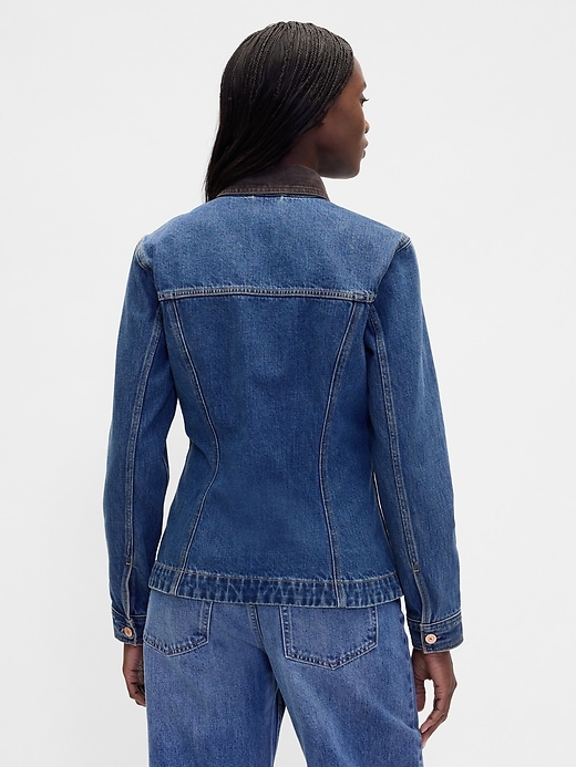 giacca lunga in denim aderente