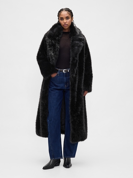 cappotto lungo in pelliccia sintetica