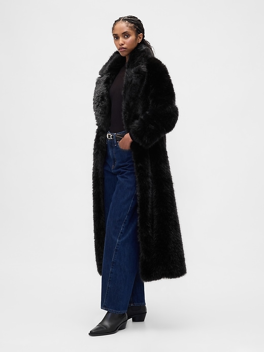 cappotto lungo in pelliccia sintetica