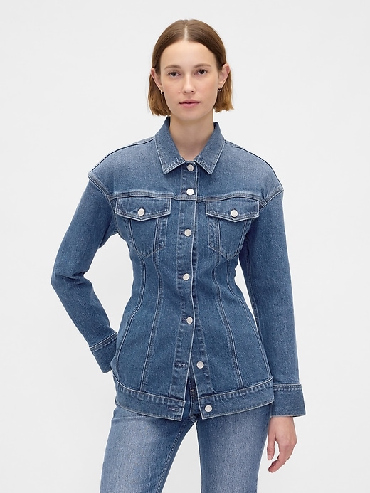 giacca in denim lunga sagomata