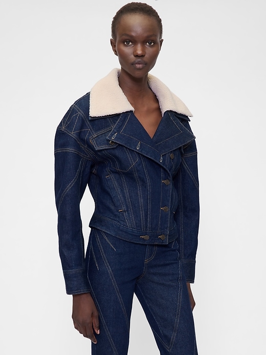 giacca in denim con icona cucita gapstudio