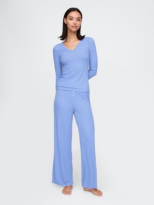 pantaloni da pigiama a gamba larga con mini costine