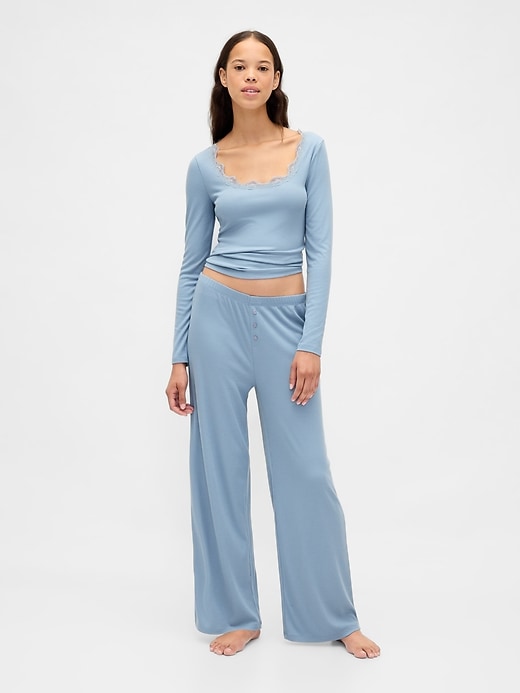 pantaloni da pigiama a gamba larga con mini costine