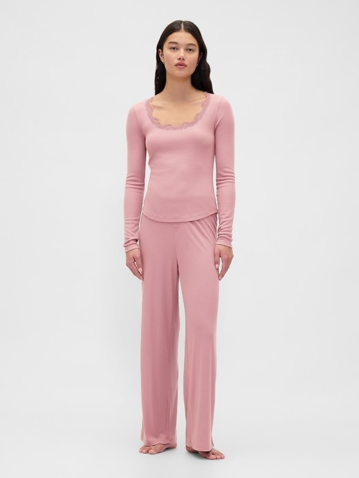pantaloni da pigiama a gamba larga con mini costine