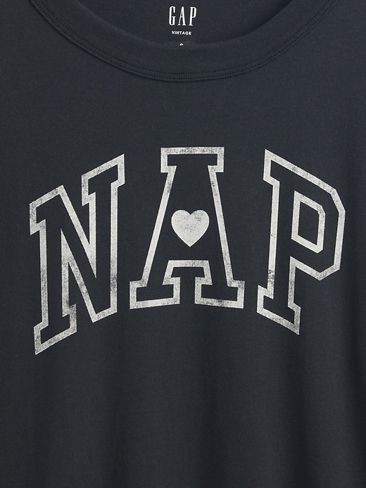 maglietta da notte oversize in cotone biologico con logo nap