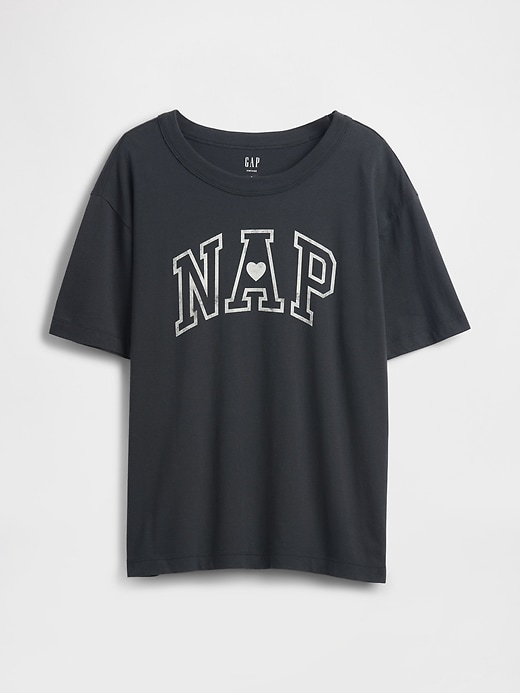 maglietta da notte oversize in cotone biologico con logo nap