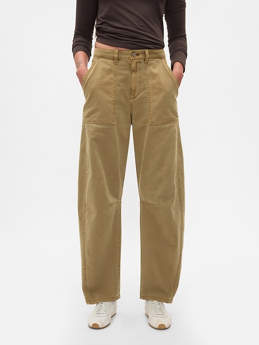 pantaloni a vita media in twill
