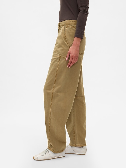 pantaloni a vita media in twill