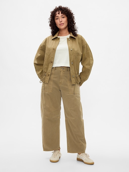 pantaloni a vita media in twill