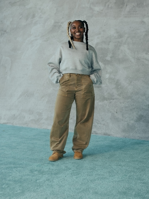 pantaloni a vita media in twill