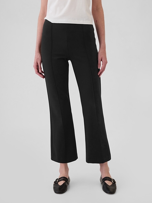 pantaloni crop a vita alta in maglia doppia