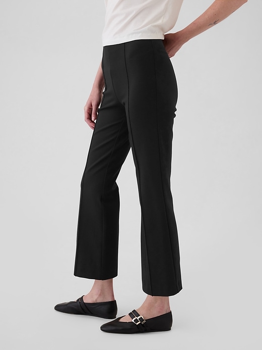 pantaloni crop a vita alta in maglia doppia