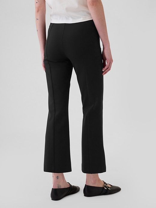 pantaloni crop a vita alta in maglia doppia